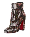 CHRISTIAN LOUBOUTIN MOULAMAX SEQUINED 100MM RED SOLE BOOTIE, SILVER,PROD198950345