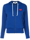 Comme Des Garçons Play Embroidered Heart Hoodie In Blue