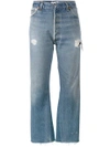 RE/DONE RE/DONE LEVI'S DISTRESSED HIGH WAISTED CROPPED JEANS - BLUE,1013LEABLUE12196812