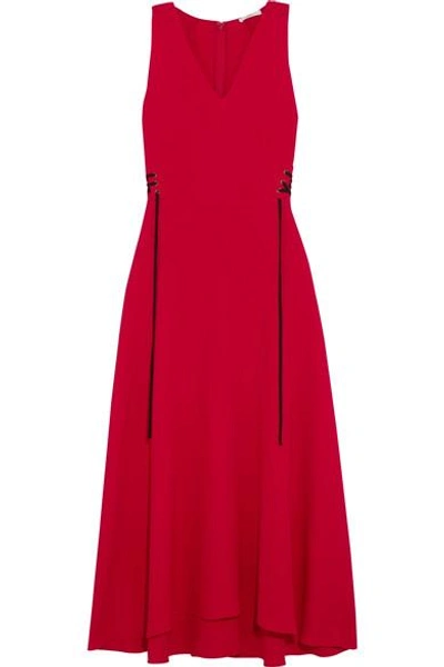 Tome Lace-up Crepe Midi Dress In Red