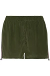 FIGUE CASSIA EMBROIDERED SILK-SATIN SHORTS
