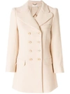 Chloé Double-breasted Wool Crepe Coat In Neutrals