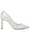 JIMMY CHOO JIMMY CHOO ROMY SILVER PUMPS - METALLIC,ROMY85PAT12174125