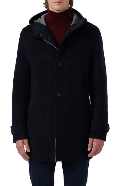 Bugatchi Men's Hooded Stretch Wool Overcoat In Navy