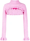 Cormio Annalisa Mock Neck Wool Knit Bolero In Pink