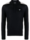 Emporio Armani Logo Wool Polo Shirt In Blue
