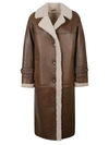 Enes Benedicte Sheepskin Long Jacket In Camel