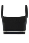 Helmut Lang Cotton Blend Square Neck Crop In Black