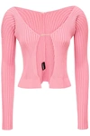 Jacquemus La Maille Pralù Ribbed Cardigan In Pink