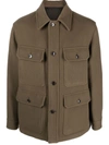 Lemaire Hunting Wool Jacket In Brown