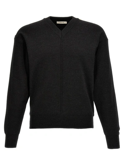 Lemaire V-neck Knitted Jumper In Gray