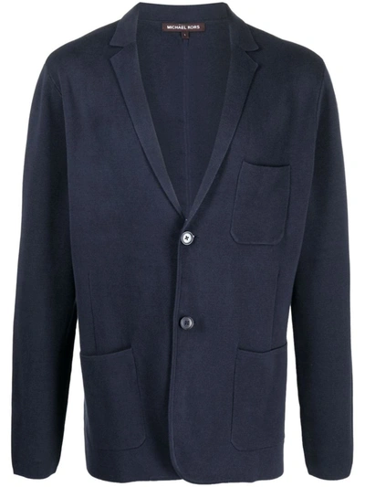 Michael Kors Single-breasted Cotton Blazer In Blue
