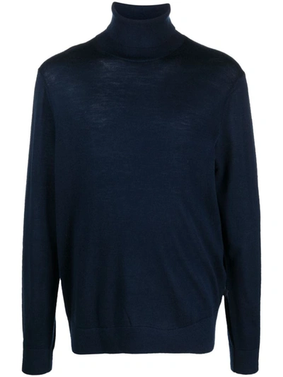 Michael Kors Merino Wool Turtleneck Sweater In Blue