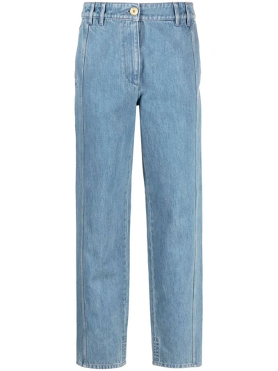 Patou Logo-embroidered Straight-leg Jeans In Blue