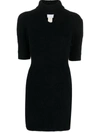 Patou Cut-out Mini Dress In Sustainable Alpaca Blend In Black