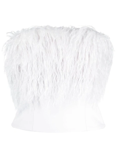 Patrizia Pepe Fur-detailing Strapless Top In White