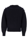 Ferragamo Studded Mock-neck Knitted Jumper In Blue