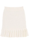 Self-portrait Sequin Textured Knit Mini Skirt In White