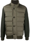 Woolrich Button-up Quilted Down Jacket In Verde Scuro