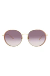 Gucci 56mm Round Sunglasses In Metallic Gold Multi