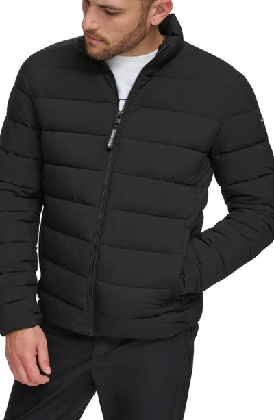 Calvin Klein Men's Quilted Infinite Stretch Water-resistant Puffer Jacket In Ebony