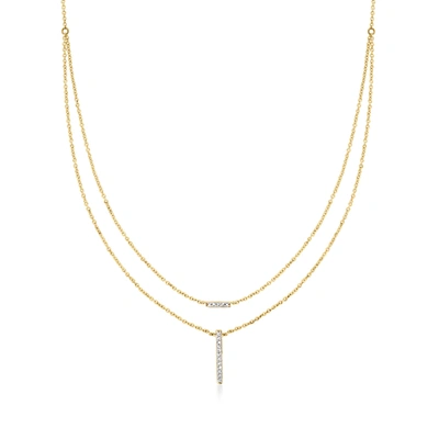 Rs Pure By Ross-simons Diamond-accented Double-bar Layered Necklace In 14kt Yellow Gold