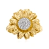 Ross-simons Diamond Sunflower Ring In 18kt Gold Over Sterling In White