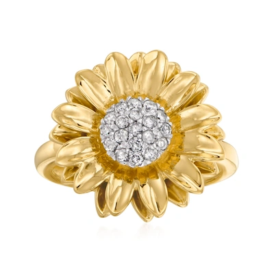 Ross-simons Diamond Sunflower Ring In 18kt Gold Over Sterling In White