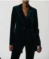 JOSEPH RIBKOFF VELVET BLAZER WITH NOTCH COLLAR AND POCKETS 234288 IN DARK GREEN