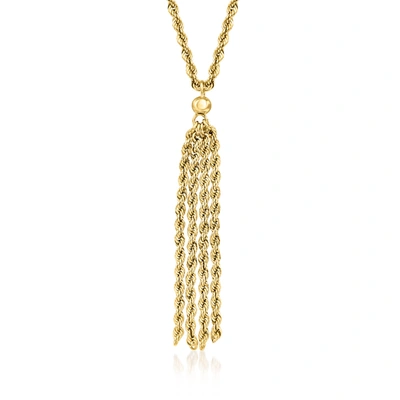 Ross-simons 14kt Yellow Gold Rope-chain Tassel Necklace