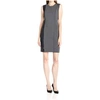 T TAHARI WOMEN'S KINLEY CREW NECK SCUBA SLEEVELESS MINI DRESS IN GRAY & BLACK