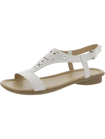 Naturalizer Windham Womens Leather Cut-out T-strap Sandals In White