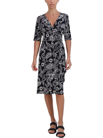 Signature By Robbie Bee Petites Womens O-ring Midi Wrap Dress In Multi