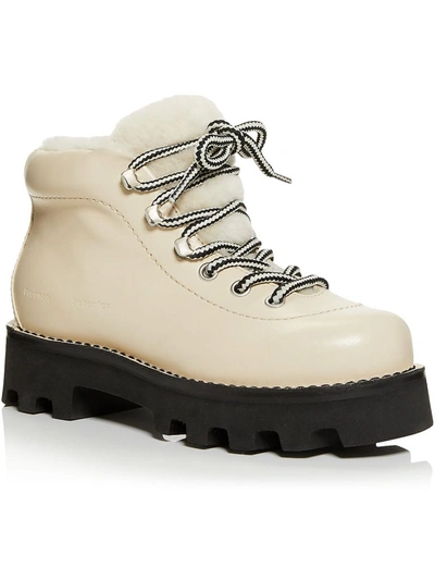 Proenza Schouler Beige Shearling Hiking Boots In White