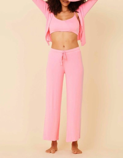 Lamade Shirred Back Crop Culotte Pant In Begonia In Pink