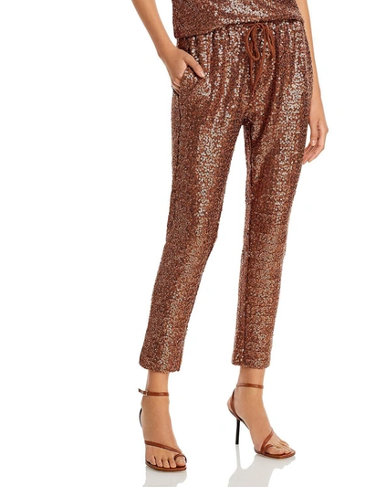 Splendid Oxford Womens Sequined Viscose Skinny Pants In Walnut