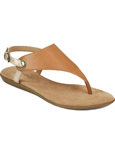 Aerosoles In Conchlusion Womens Grommet T-strap Slingback Sandals In Beige