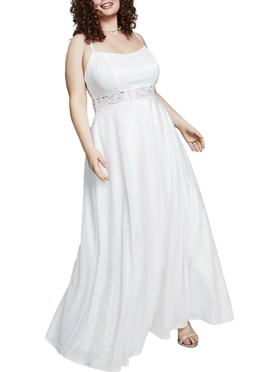 City Studio Plus Womens Iridescent Prom Evening Dress In White