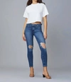 DL1961 - WOMEN'S FLORENCE SKINNY MID RISE INSTASCULPT ANKLE JEANS IN BLUE NOVA DISTRESSED
