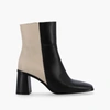 ALOHAS WEST BICOLOR BLACK CREAM LEATHER ANKLE BOOTS