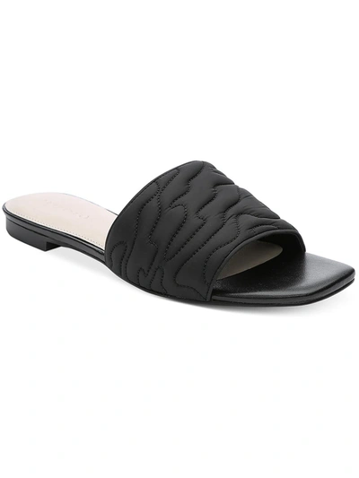 Sanctuary Club 2.0 Womens Leather Quilted Slide Sandals In Black