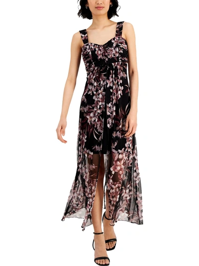 Connected Apparel Womens Floral Long Maxi Dress In Black