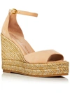 STUART WEITZMAN NUDISTCURVE WOMENS PEEP TOE DRESSY WEDGE SANDALS