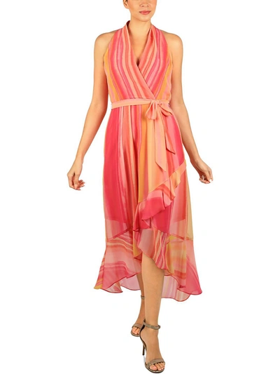 Julia Jordan Printed High-low Faux-wrap Dress In Multi