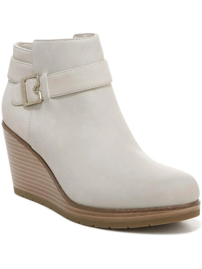 Dr. Scholl's Shoes One Up Womens Zipper Ankle Wedge Boots In White