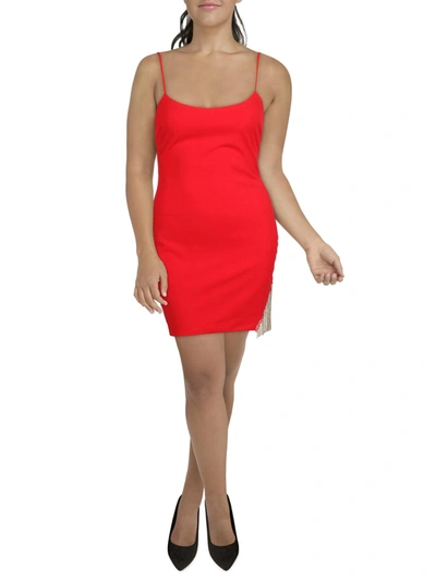 City Studio Juniors Womens Embellished Mini Cocktail And Party Dress In Red