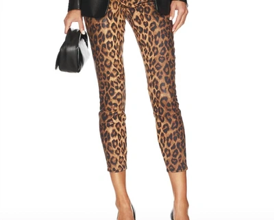 L Agence Margot Coated Jeans In Dark Brown/ Cheetah Coated In Beige