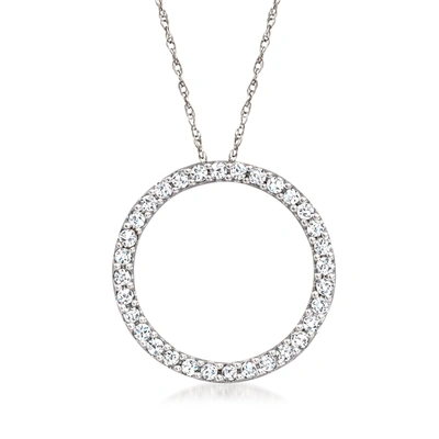 Ross-simons Diamond Eternity Circle Pendant Necklace In 14kt White Gold In Silver