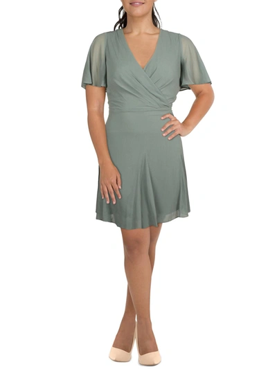Lauren Ralph Lauren Womens Chiffon Ruffled Fit & Flare Dress In Green