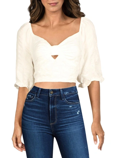 Bcbgeneration Womens V Neck Cutout Cropped In White